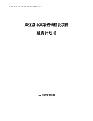 麻江县中高端铝钢研发项目融资计划书_参考范文