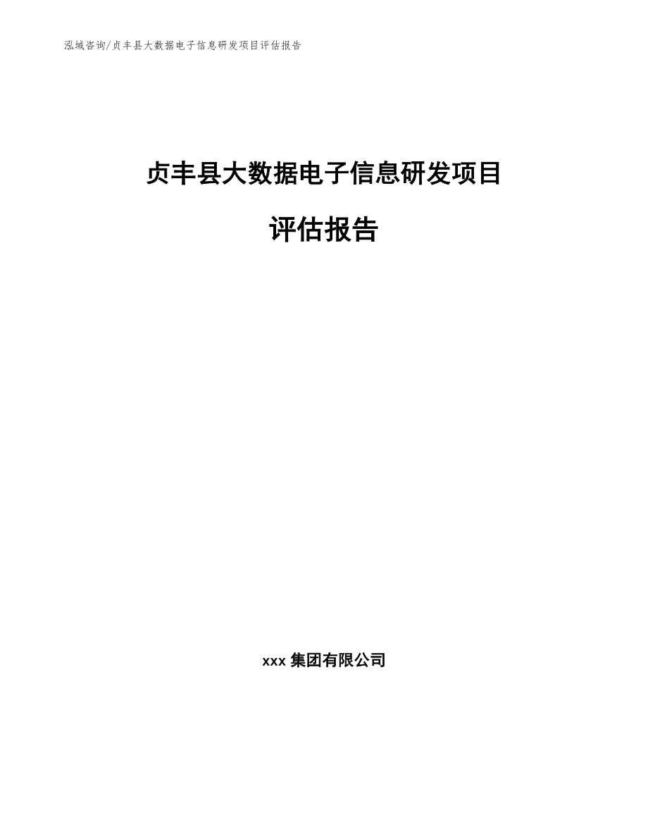 贞丰县大数据电子信息研发项目评估报告_范文模板_第1页