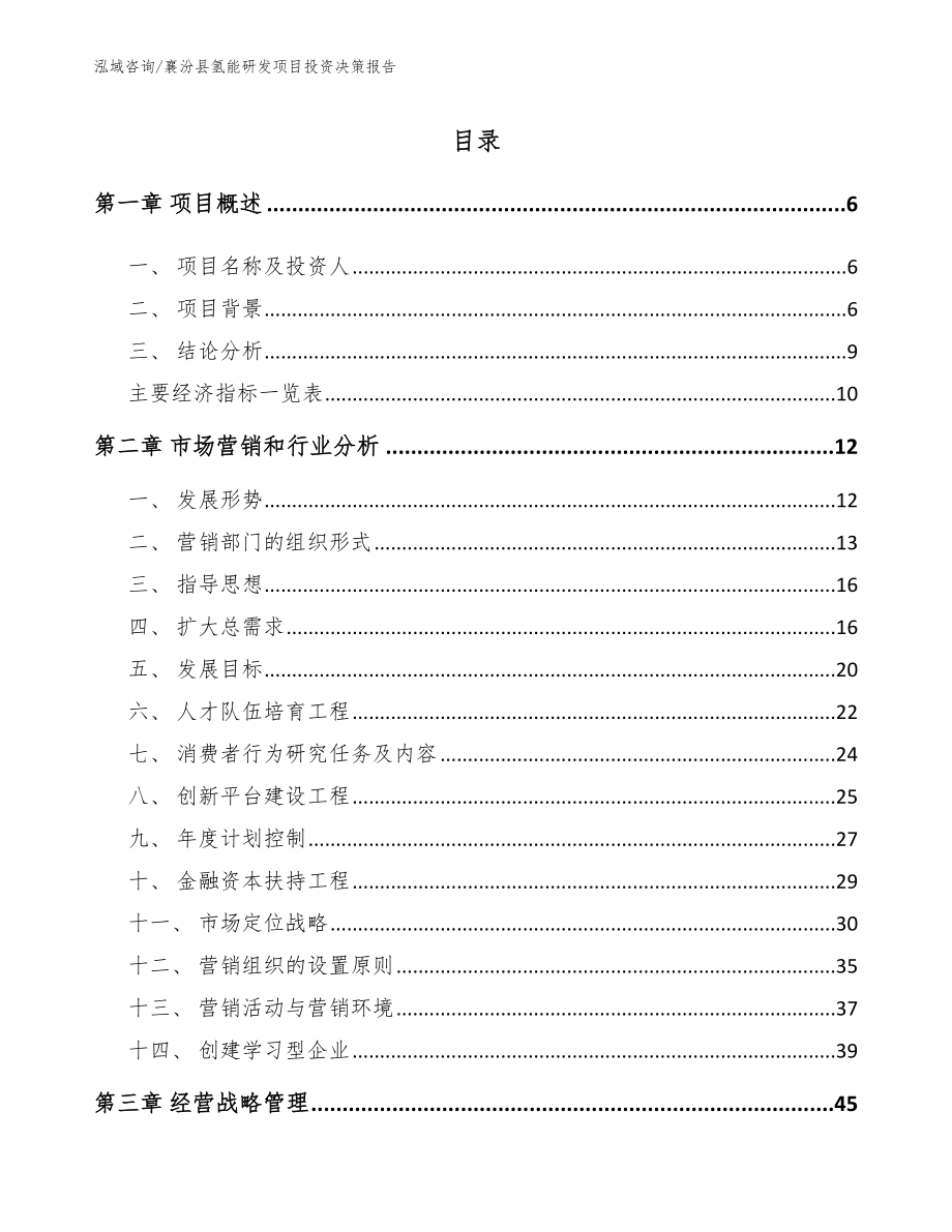 襄汾县氢能研发项目投资决策报告参考范文_第1页