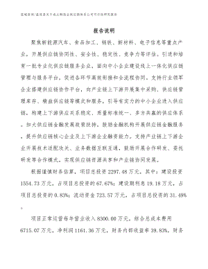 孟连县关于成立制造业供应链体系公司可行性研究报告_模板