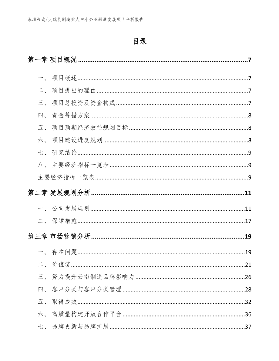 大姚县制造业大中小企业融通发展项目分析报告_第1页