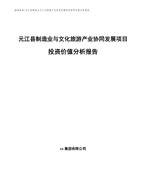 元江县制造业与文化旅游产业协同发展项目投资价值分析报告模板