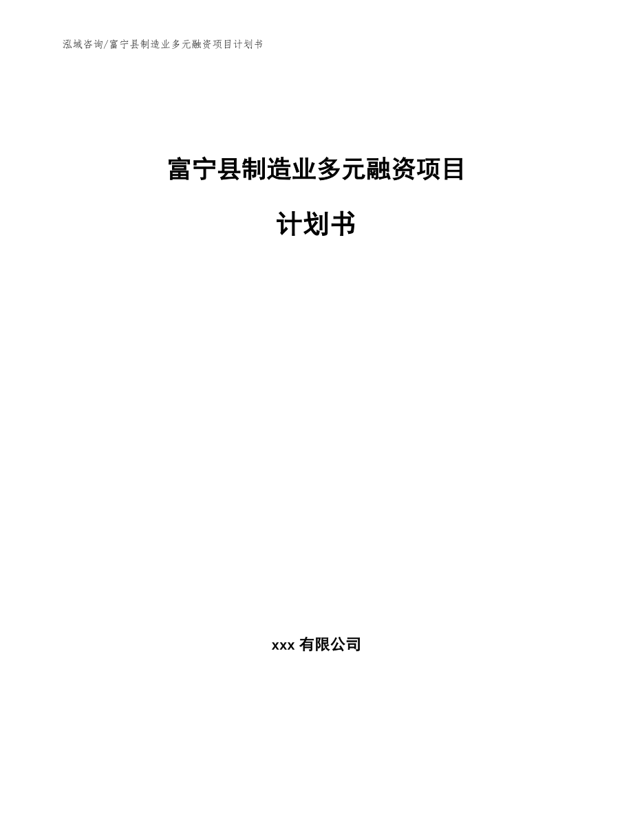 富宁县制造业多元融资项目计划书_模板参考_第1页
