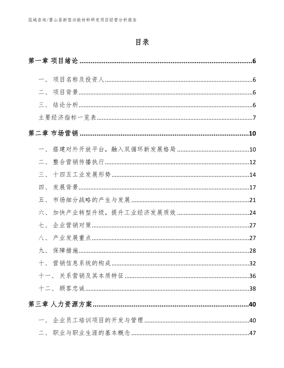 雷山县新型功能材料研发项目经营分析报告【模板参考】_第1页