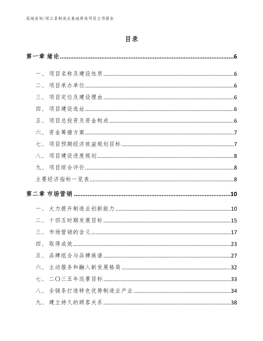 绥江县制造业基础再造项目立项报告模板参考_第1页
