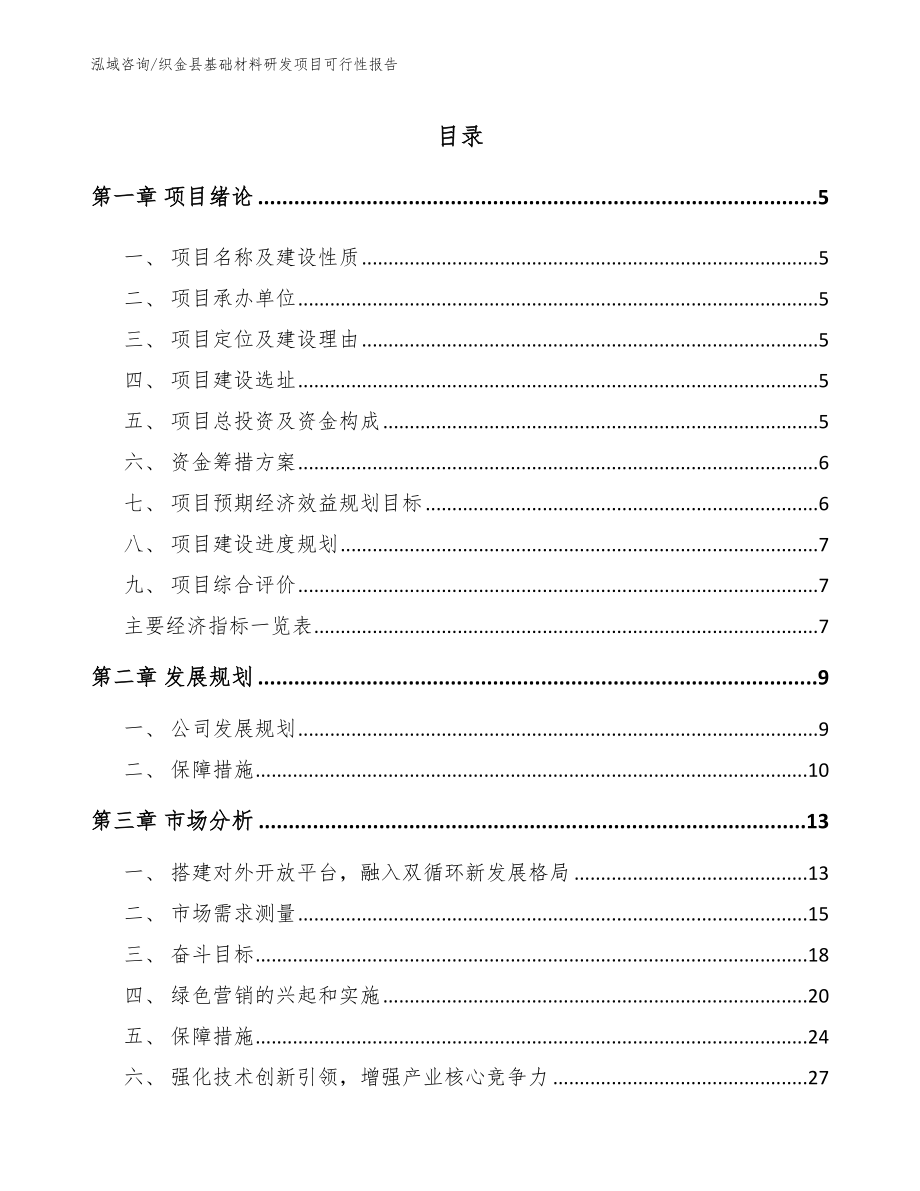 织金县基础材料研发项目可行性报告范文参考_第1页