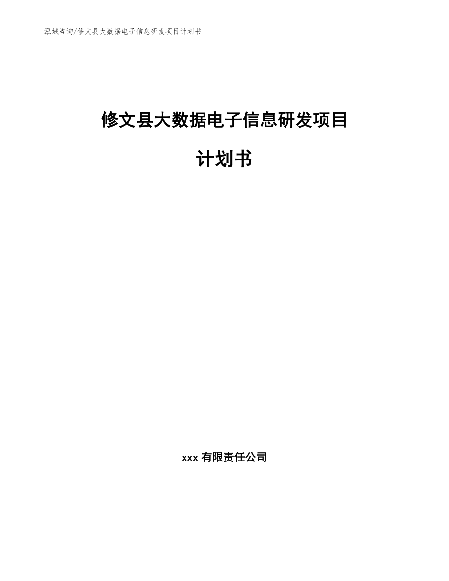 修文县大数据电子信息研发项目计划书（模板）_第1页