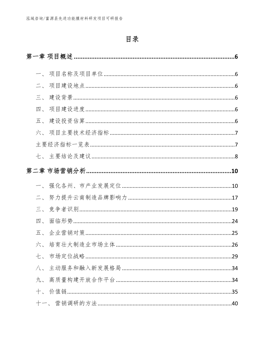 富源县先进功能膜材料研发项目可研报告（参考模板）_第1页