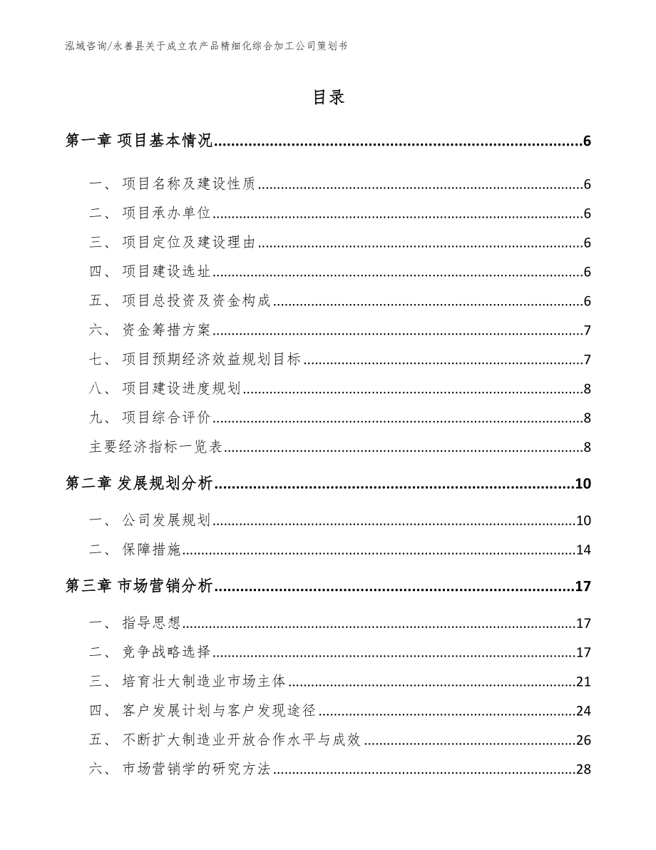 永善县关于成立农产品精细化综合加工公司策划书_第1页