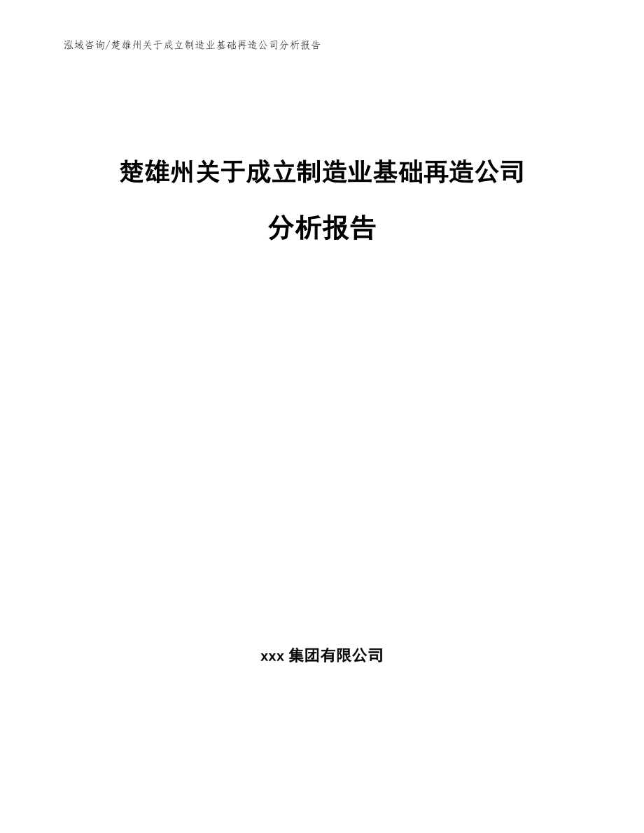 楚雄州关于成立制造业基础再造公司分析报告_范文模板_第1页