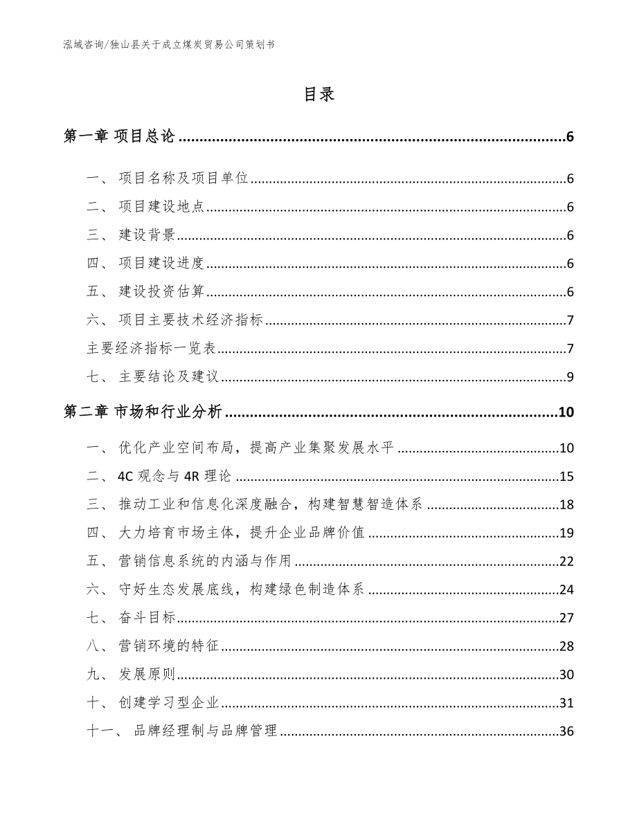 独山县关于成立煤炭贸易公司策划书（模板）_第1页
