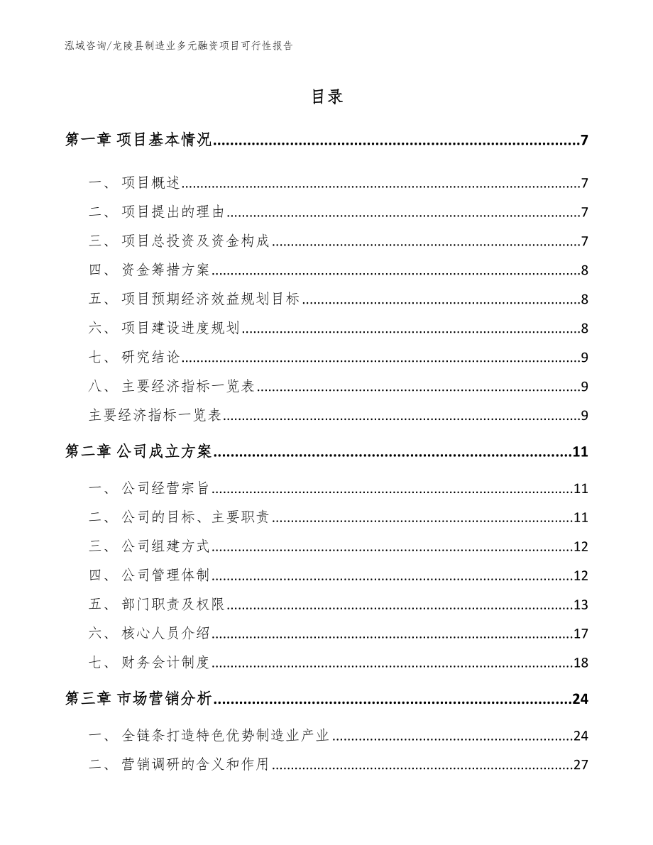 龙陵县制造业多元融资项目可行性报告_范文_第1页