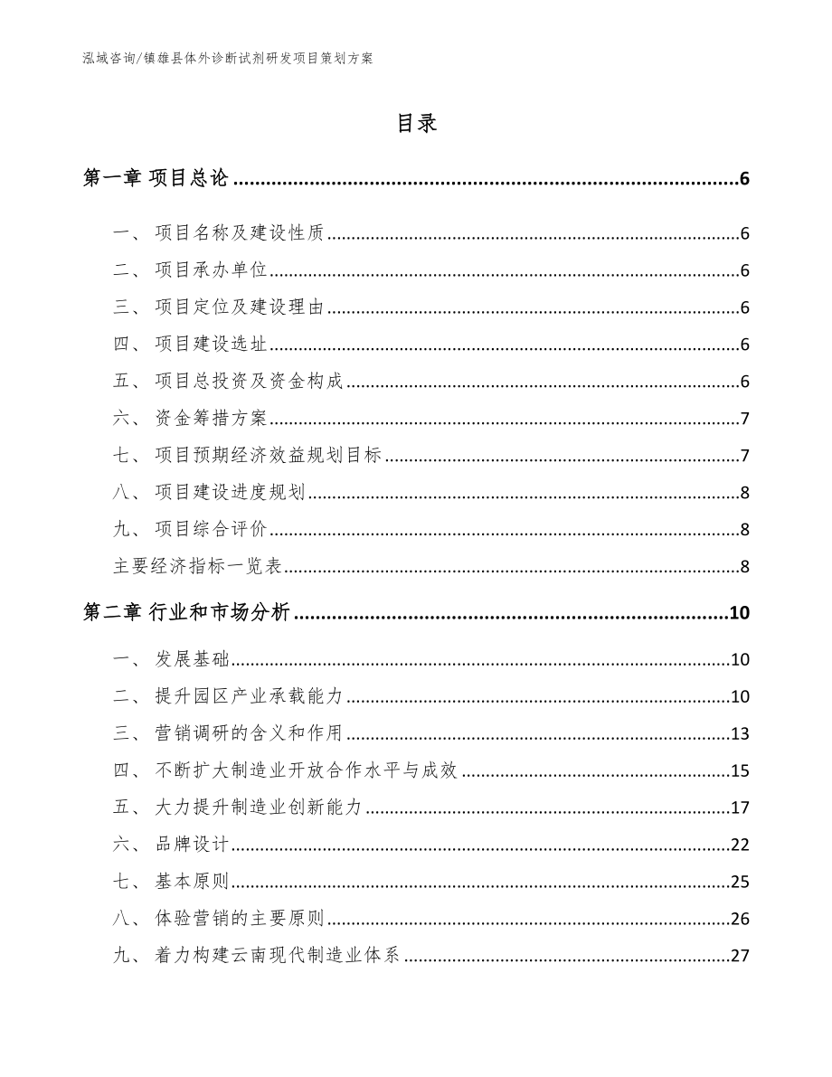 镇雄县体外诊断试剂研发项目策划方案（模板范本）_第1页
