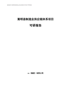 嵩明县制造业供应链体系项目可研报告