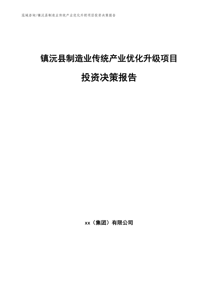 镇沅县制造业传统产业优化升级项目投资决策报告_模板_第1页