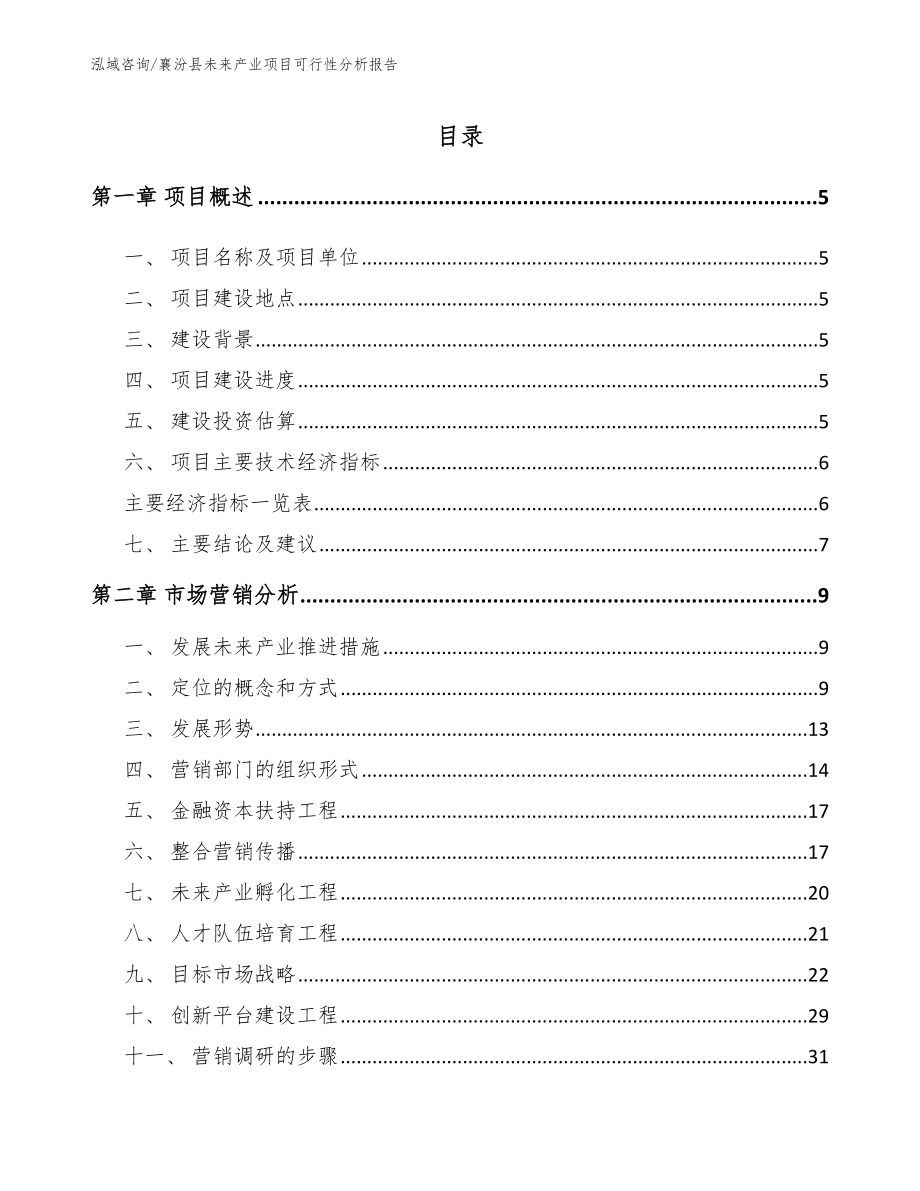 襄汾县未来产业项目可行性分析报告_范文_第1页