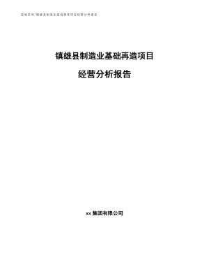 镇雄县制造业基础再造项目经营分析报告【模板范文】