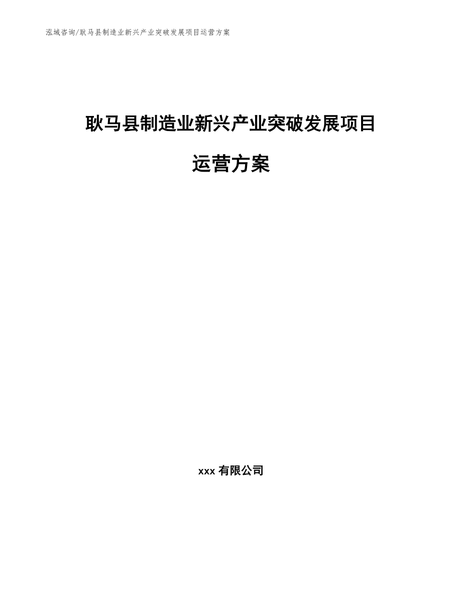 耿马县制造业新兴产业突破发展项目运营方案_第1页