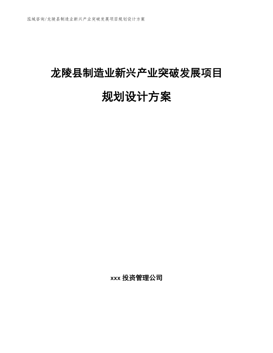 龙陵县制造业新兴产业突破发展项目规划设计方案（模板）_第1页