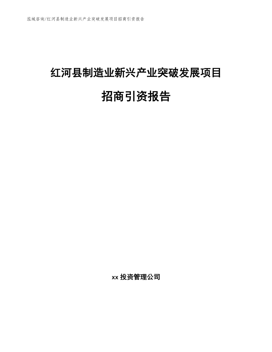 红河县制造业新兴产业突破发展项目招商引资报告范文参考_第1页