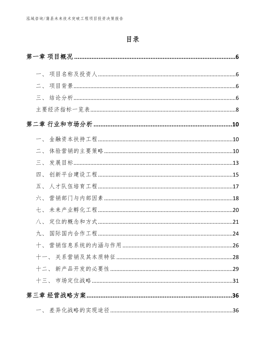 蒲县未来技术突破工程项目投资决策报告模板参考_第1页