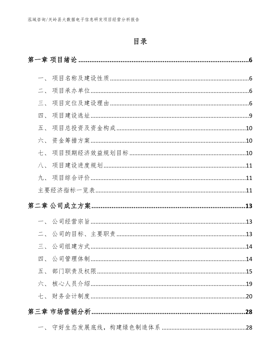 关岭县大数据电子信息研发项目经营分析报告参考范文_第1页