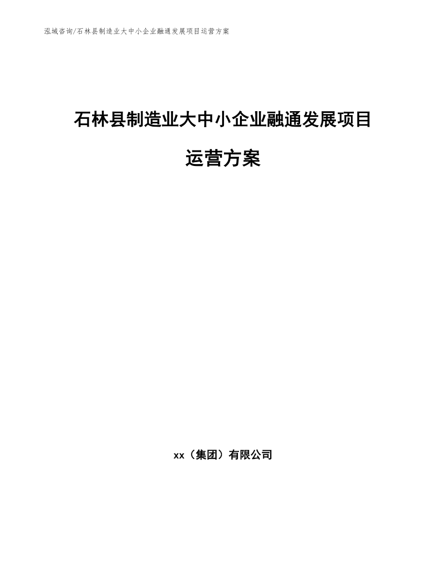 石林县制造业大中小企业融通发展项目运营方案_参考范文_第1页