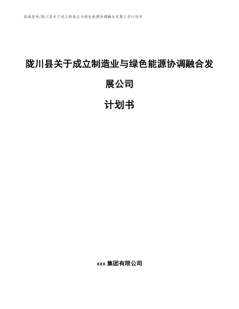 陇川县关于成立制造业与绿色能源协调融合发展公司计划书_第1页