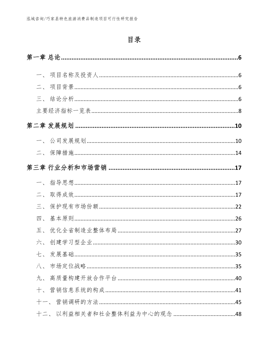 巧家县特色旅游消费品制造项目可行性研究报告_范文_第1页