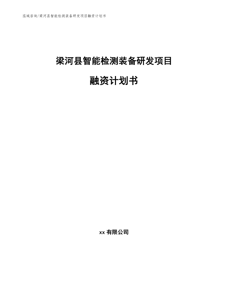 梁河县智能检测装备研发项目融资计划书_第1页