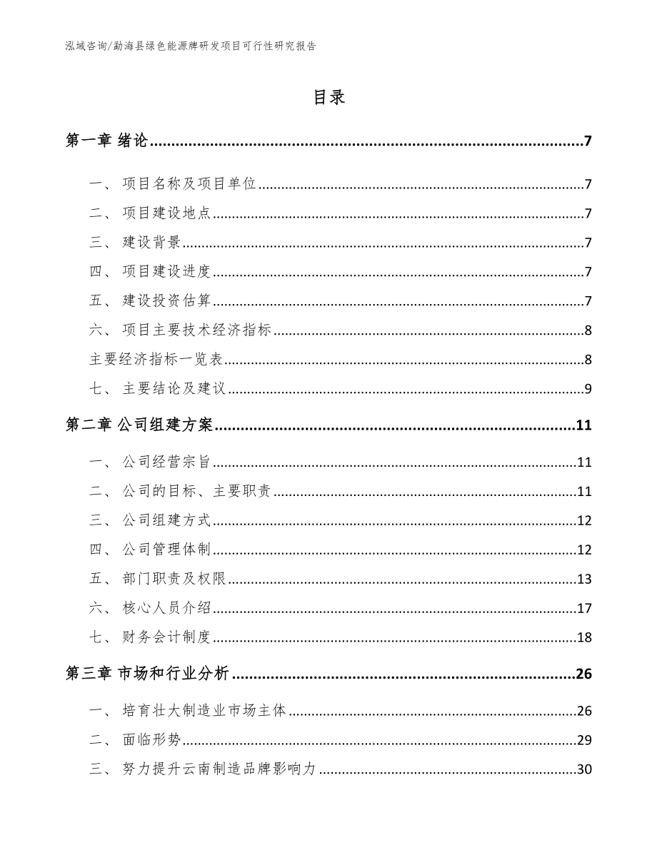 勐海县绿色能源牌研发项目可行性研究报告模板参考_第1页