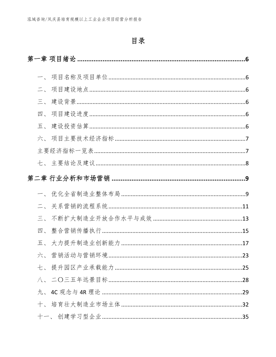 凤庆县培育规模以上工业企业项目经营分析报告_模板_第1页