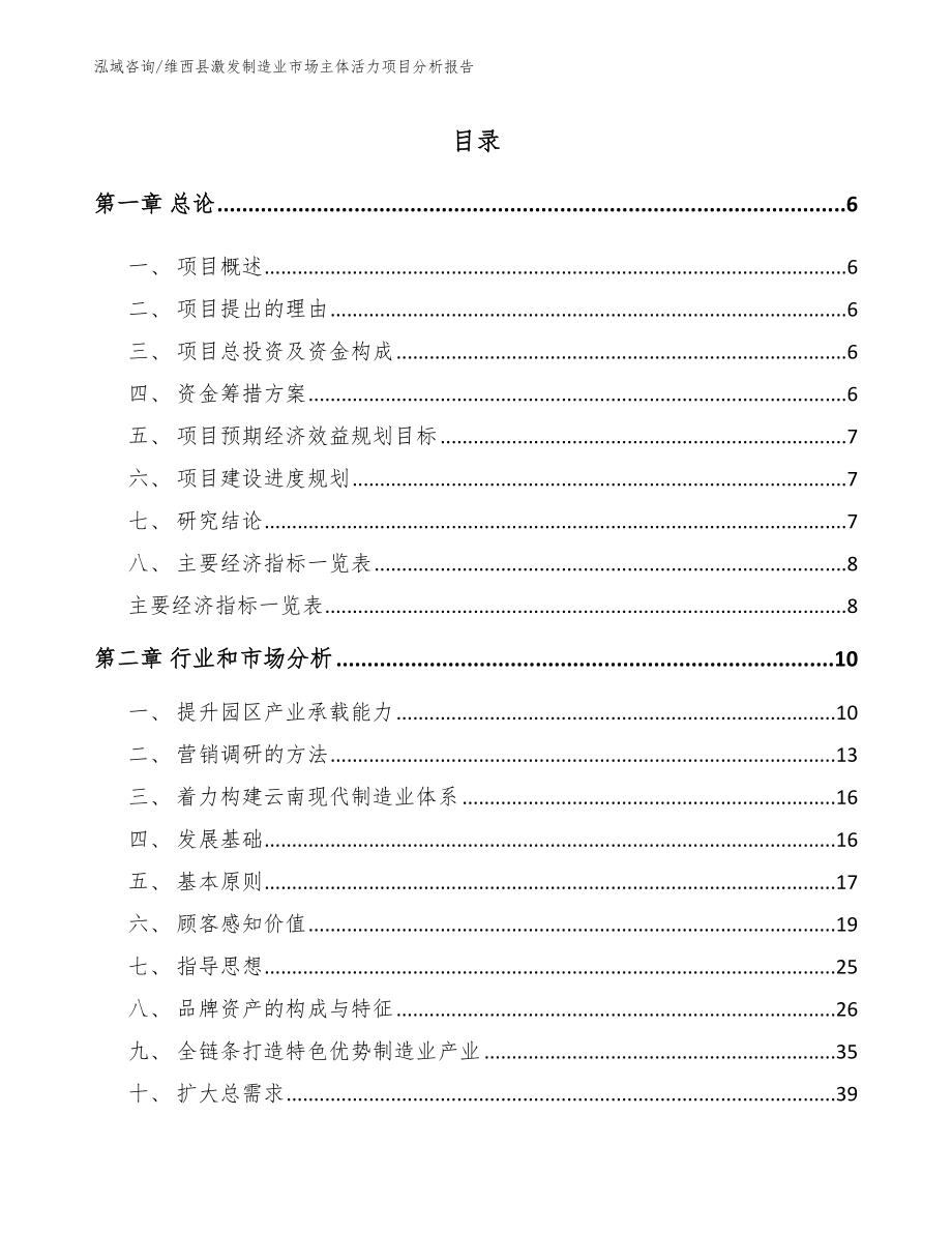 维西县激发制造业市场主体活力项目分析报告_范文_第1页