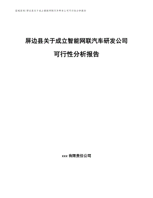 屏边县关于成立智能网联汽车研发公司可行性分析报告【范文模板】