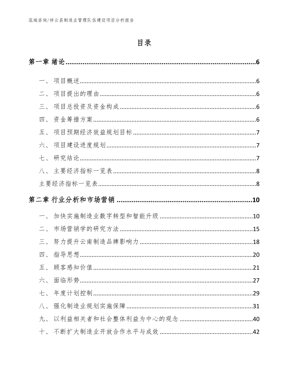 祥云县制造业管理队伍建设项目分析报告_模板参考_第1页