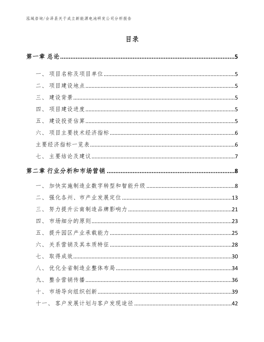 会泽县关于成立新能源电池研发公司分析报告（模板）_第1页