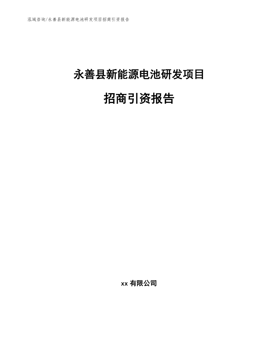 永善县新能源电池研发项目招商引资报告参考模板_第1页