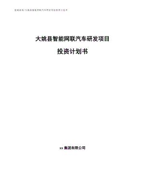 大姚县智能网联汽车研发项目投资计划书
