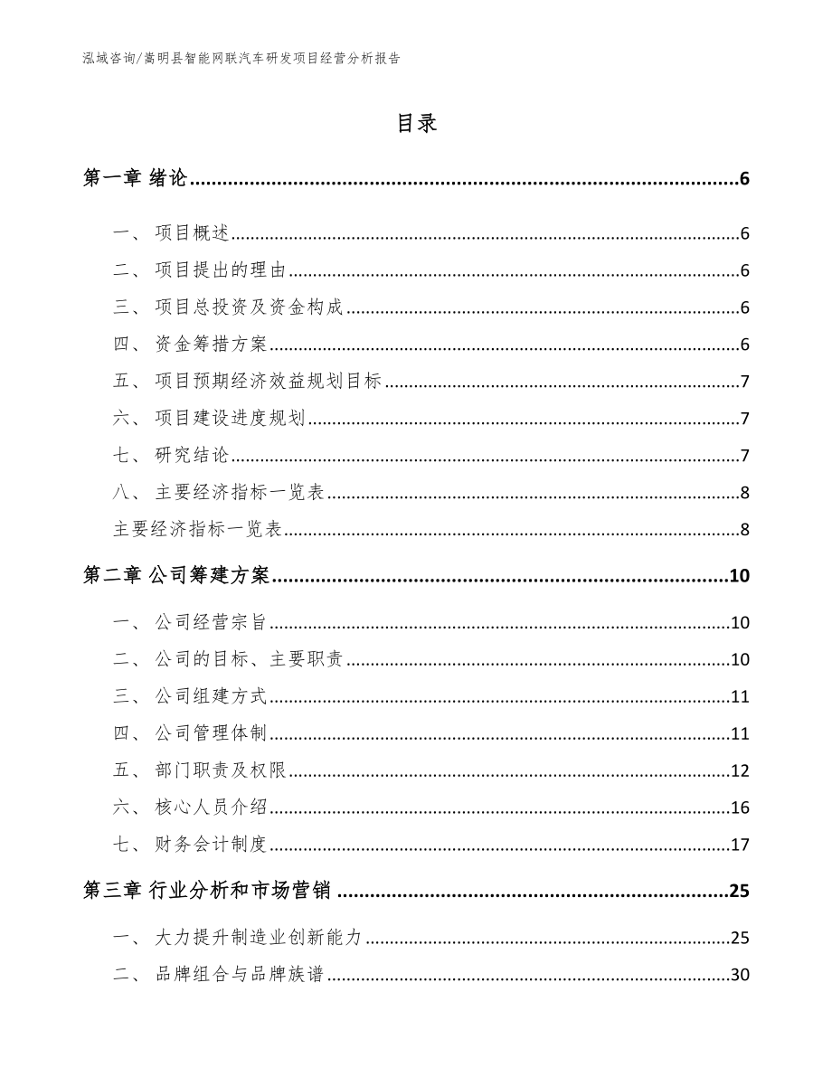 嵩明县智能网联汽车研发项目经营分析报告【模板参考】_第1页
