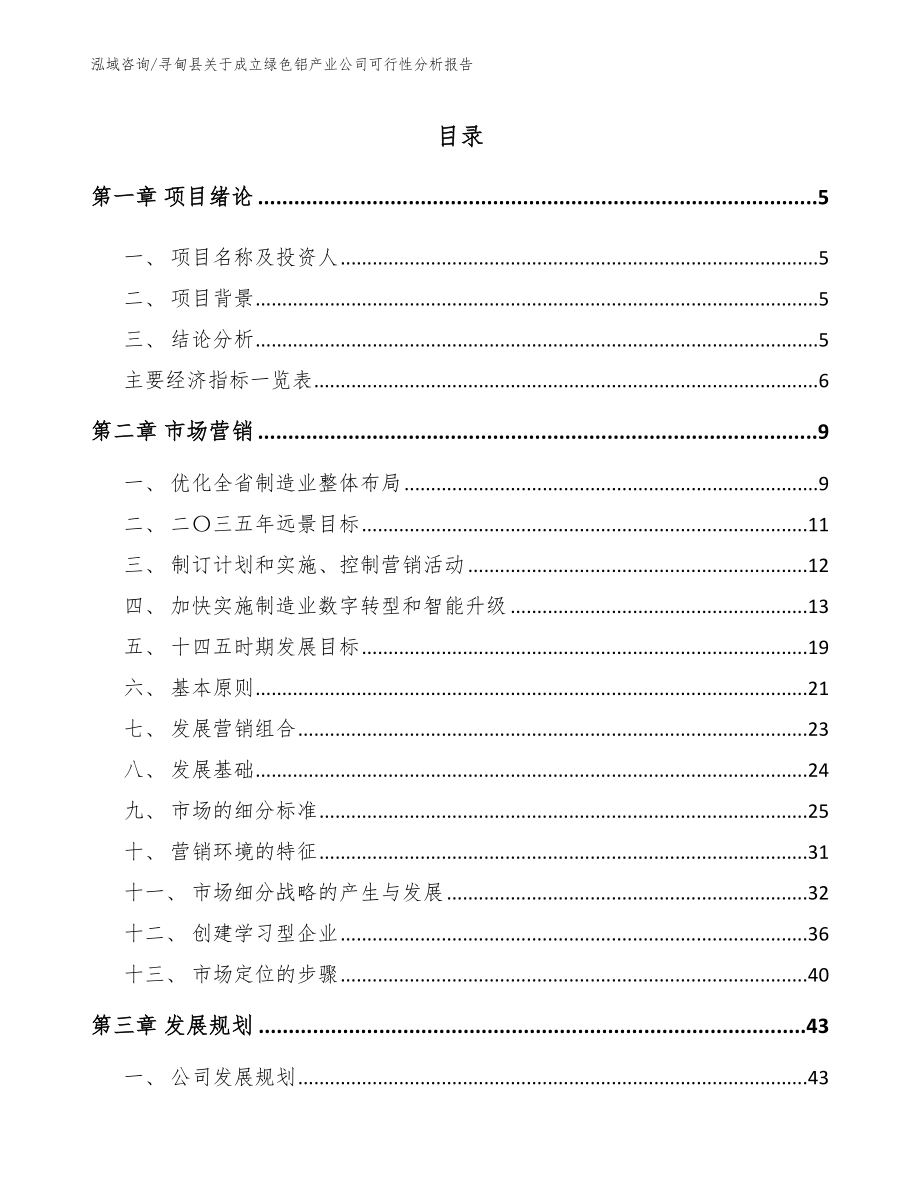 寻甸县关于成立绿色铝产业公司可行性分析报告_第1页