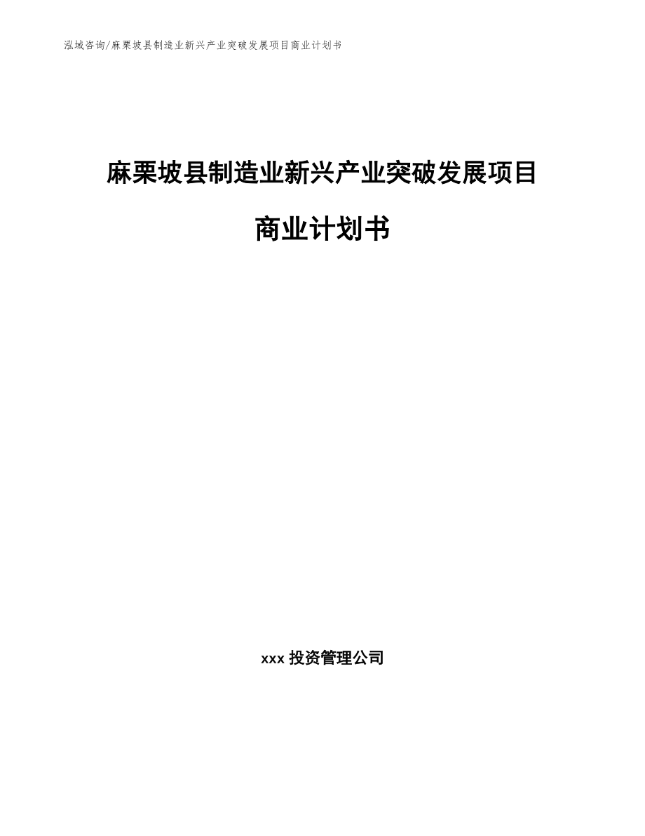 麻栗坡县制造业新兴产业突破发展项目商业计划书【模板范本】_第1页