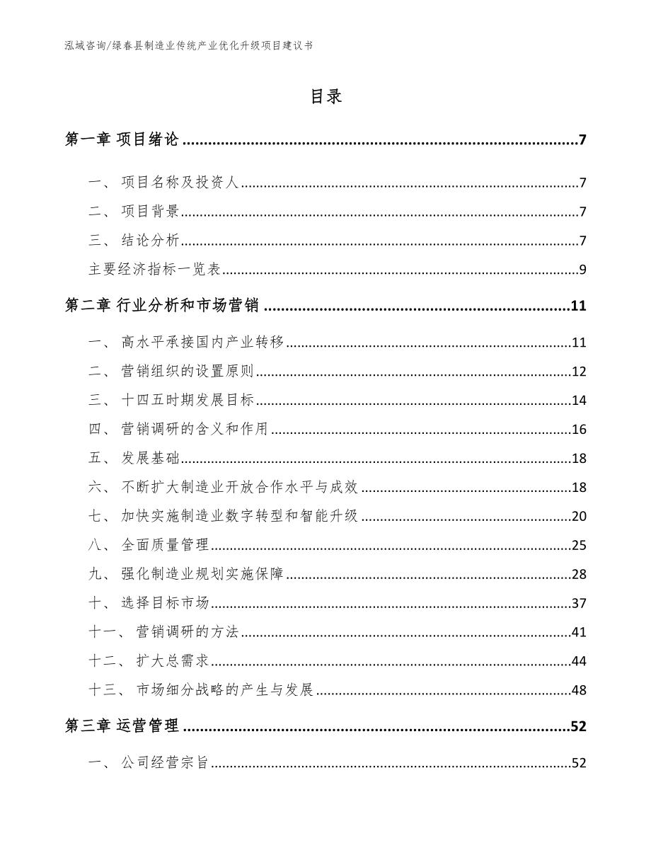 绿春县制造业传统产业优化升级项目建议书（模板）_第1页