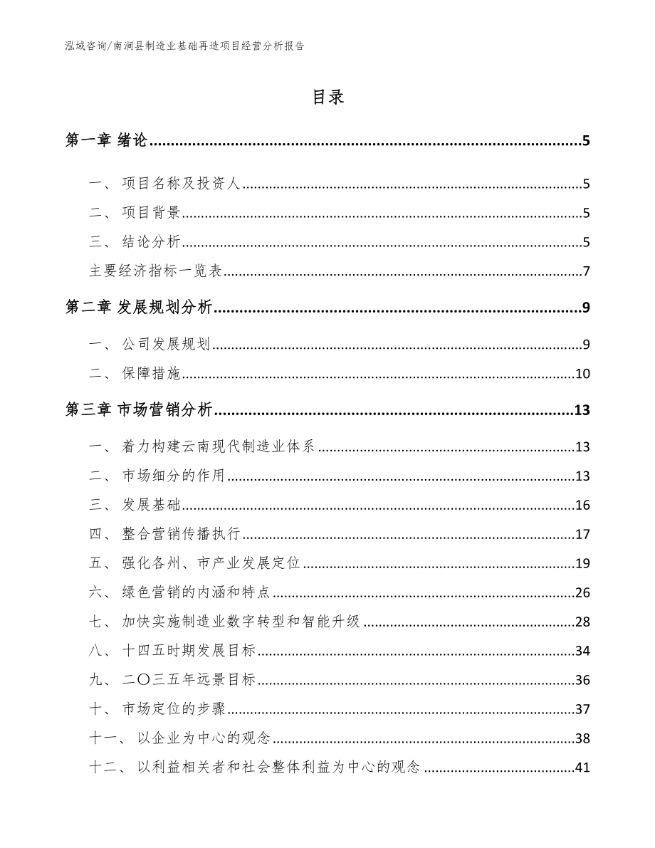 南涧县制造业基础再造项目经营分析报告范文_第1页