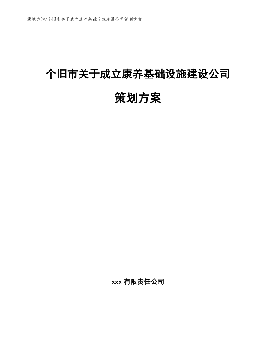 个旧市关于成立康养基础设施建设公司策划方案范文_第1页