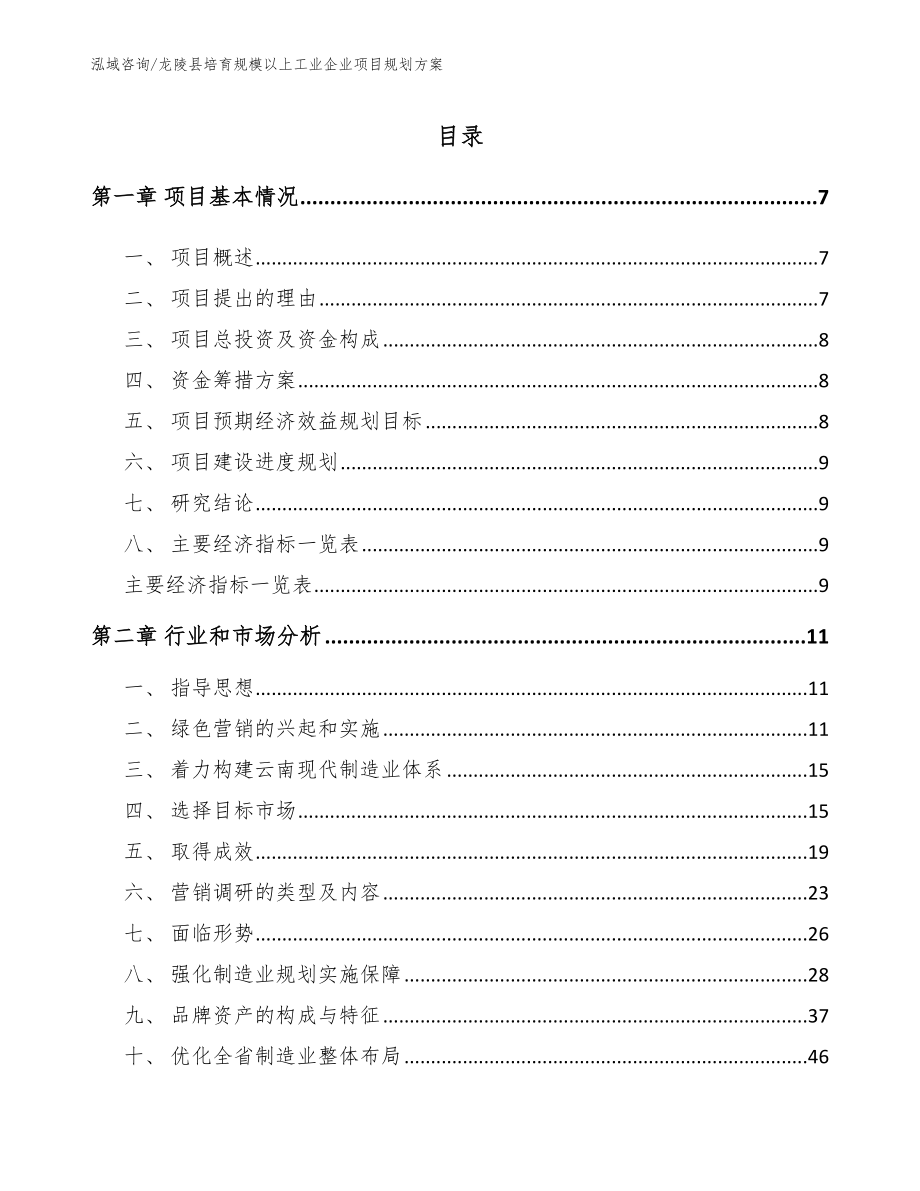 龙陵县培育规模以上工业企业项目规划方案_第1页