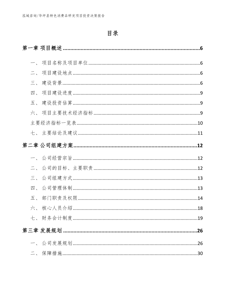 华坪县特色消费品研发项目投资决策报告_第1页