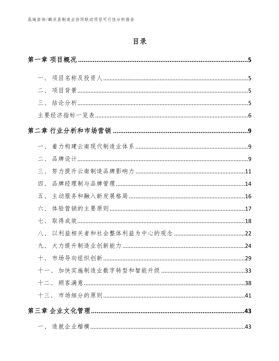 鹤庆县制造业协同联动项目可行性分析报告（范文模板）_第1页