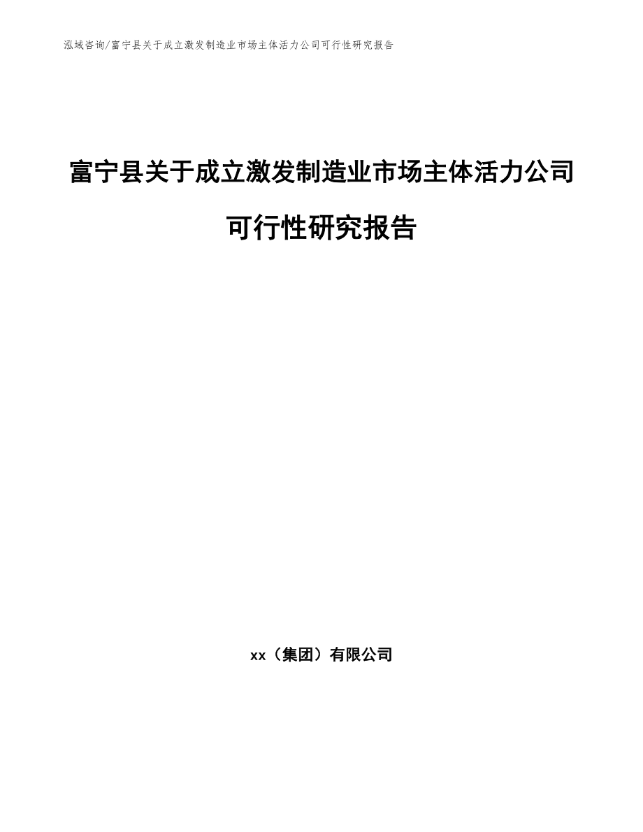 富宁县关于成立激发制造业市场主体活力公司可行性研究报告_范文参考_第1页