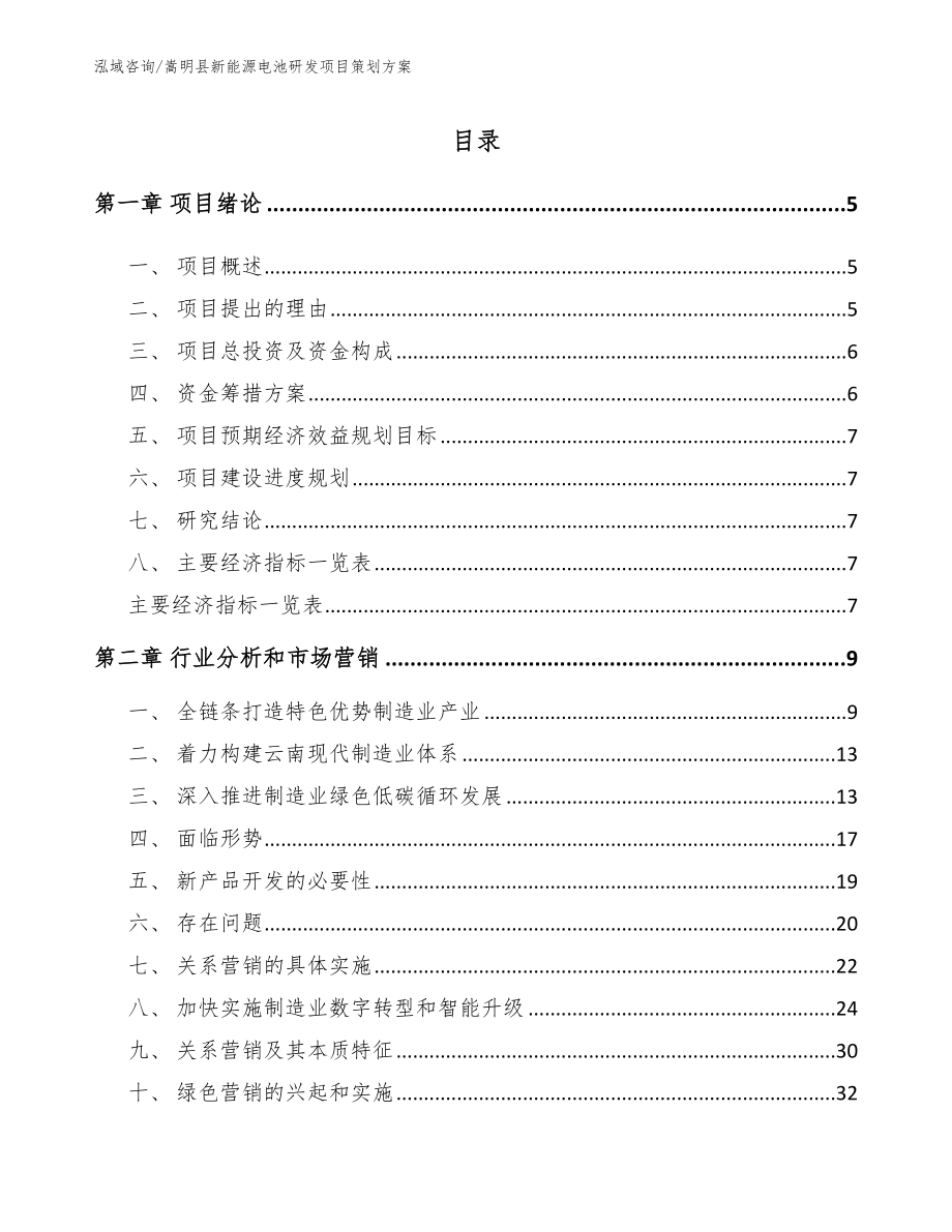 嵩明县新能源电池研发项目策划方案【模板参考】_第1页