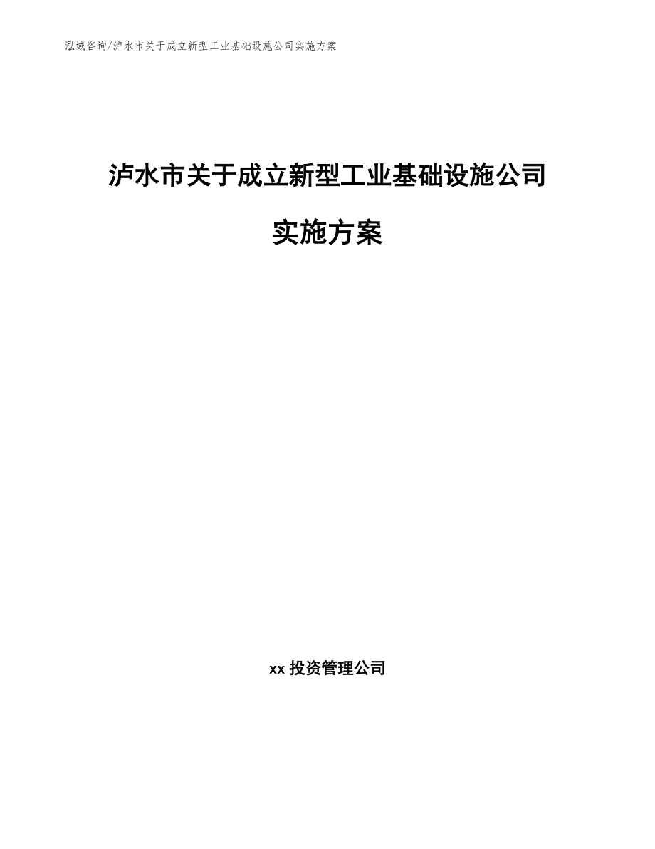 泸水市关于成立新型工业基础设施公司实施方案【参考模板】_第1页